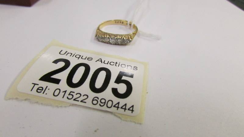 An 18ct 5 stone vintage yellow gold diamond ring, size N half. - Image 2 of 3