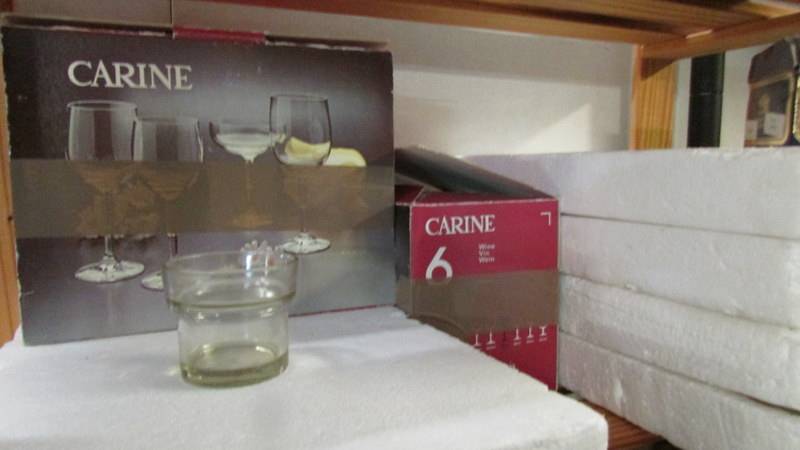 2 shelves of boxed drinking glasses. - Image 2 of 3