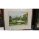 A framed and glazed watercolour, rural scene.