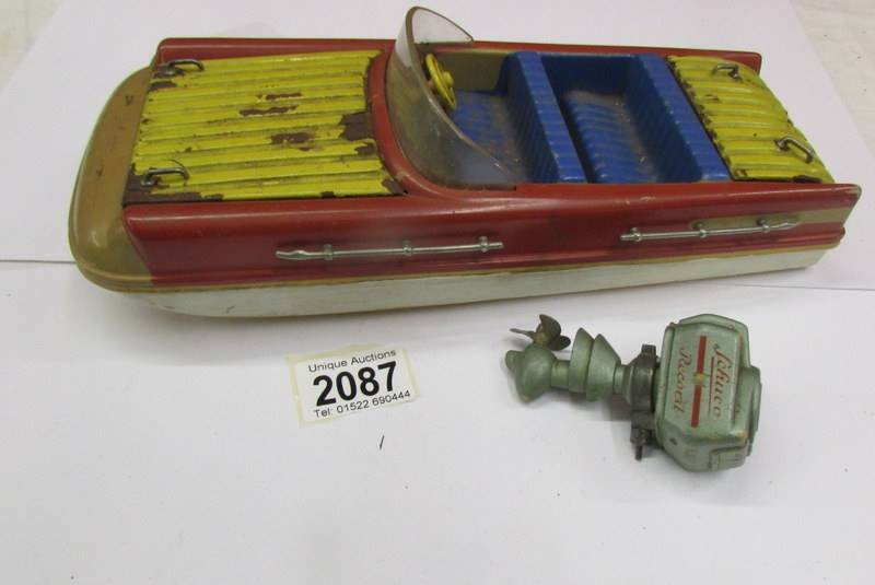 A rare Schuco record 5555 battery operated speed boat.