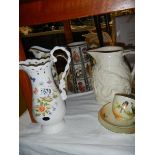 4 vintage and other pottery water jugs including Aynsley.