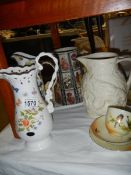 4 vintage and other pottery water jugs including Aynsley.