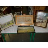 4 good oil and watercolour paintings.