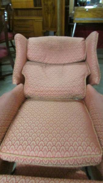 A fully reclining wing arm chair, in good condition but would benefit from a clean. - Image 3 of 4