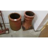 2 clay chimney pots (approximately 47cm tall).