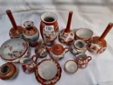 A quantity of Kutani china including spill vases