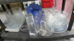 A shelf of glass ware.