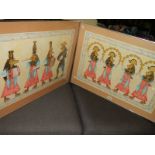 A pair of framed and glazed paintings of Egyptian style dancers.