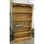 A pine book case.