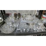 A shelf of glass ware.