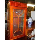 Shell inlaid darkwood astragal glazed table top display cabinet