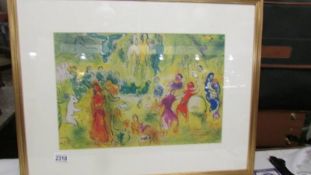 Marc Chagall (1887-1985) Modernist figural lithographic print published in New York printed in West