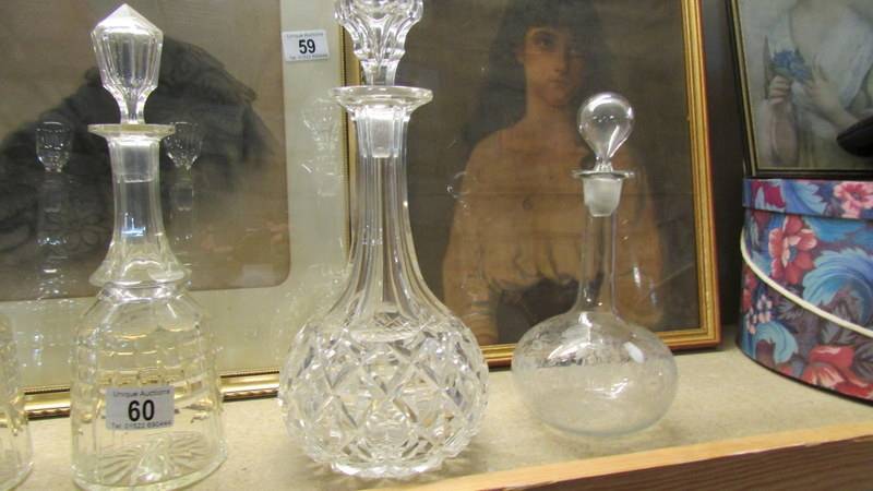 A pair of cut glass decanters and 3 others. - Image 3 of 3