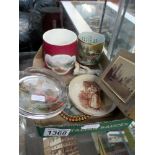 Misc. Satsuma teacup, hand painted mug, bisque figure etc.