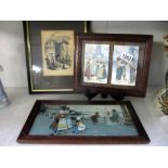 Oak framed Dutch prints by Ethel Parkinson and H.