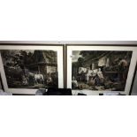 A pair of framed and glazed old farming scene prints Sizes; 53.5cm x 63.