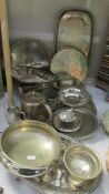 A mixed lot of silver plate trays etc.