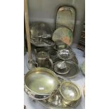 A mixed lot of silver plate trays etc.