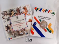 Commonwealth games commemorative Â£2 coin 1986 and a bicentennial memento coin for school students