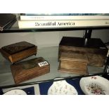Inlaid wooden cigarette box and 3 others