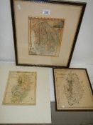 Three good old framed and glazed maps of Nottinghamshire and Lincolnshire.