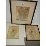 Three good old framed and glazed maps of Nottinghamshire and Lincolnshire.