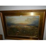 An excellent framed and glazed watercolour moorland scene with birds nesting and in flight,