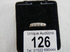 An 18ct vintage yellow gold 5 stone diamond ring, weight 3.3 grams, size O half.