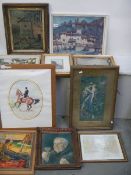 Ten assorted framed prints (three glazed).