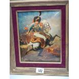 A good concave picture of a soldier on copper in gilt frame.