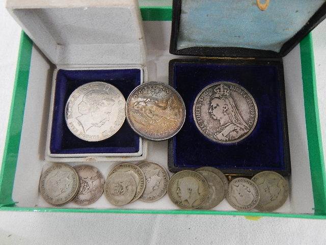 A quantity of silver coins and a Queen Elizabeth II £5 coin. - Image 7 of 7