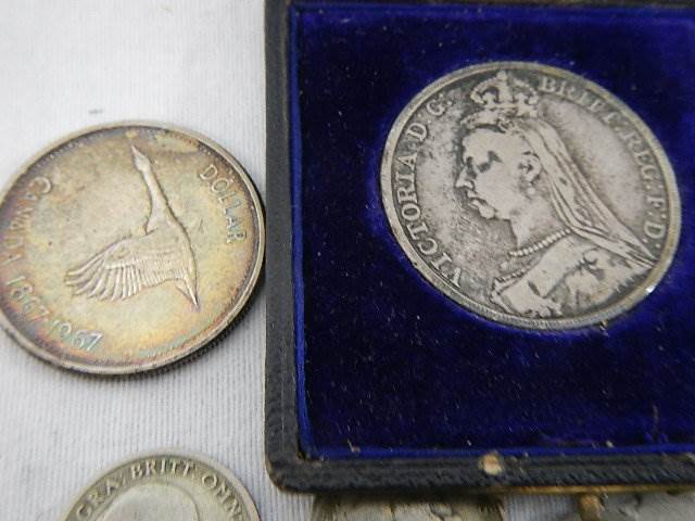 A quantity of silver coins and a Queen Elizabeth II £5 coin. - Image 4 of 7