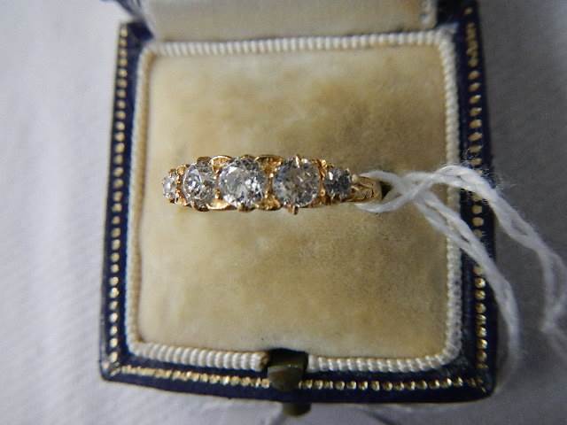 An 18ct five stone diamond ring, - Image 3 of 5
