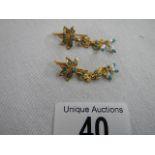 An unusual pair of gold and turquoise earrings. ****Condition report**** No markings.