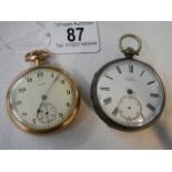 A gold plated Elgin pocket watch and a silver H Samuel pocket watch, both a/f.