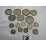 Approximately 102 grams of pre 1947 silver coins.