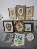 Twelve old book plates, watercolours etc.