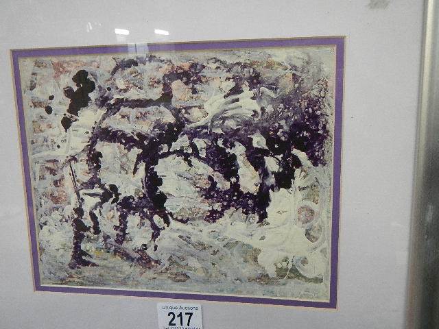 A framed and glazed painting entitled 'Purple and White' by Dorothy Lee Roberts, 1997. 45 x 39 cm. - Image 2 of 3