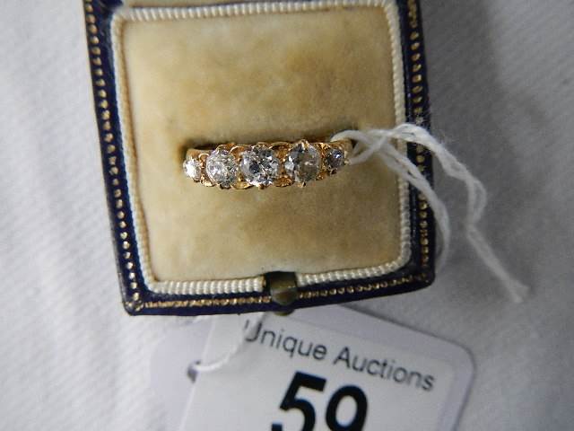 An 18ct five stone diamond ring, - Image 2 of 5