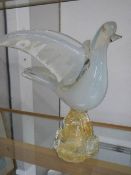 An excellent Murano Style opal art glass bird in flight, 23 cm tall, in good condition.