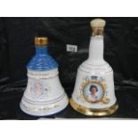 2 Wade commemorative whisky bells with contents for Bell's Whisky - Queen Elizabeth II and The