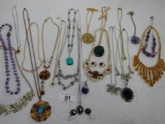 Approximately 20 assorted good necklaces, all stones intact.