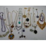 Approximately 20 assorted good necklaces, all stones intact.