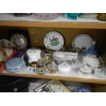 An interesting mixed lot including lidded trinket boxes, plates etc.