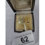 A 9ct gold ring set with large central stone, size S half.