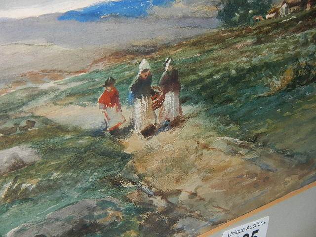 A framed and glazed watercolour rural scene with figures walking up a farm track, signed P Martin, - Image 4 of 7