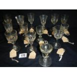 14 good mid Victorian drinking glasses including a penny lick.