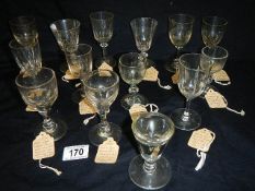 14 good mid Victorian drinking glasses including a penny lick.