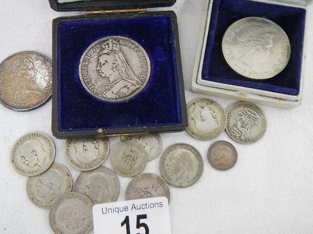A quantity of silver coins and a Queen Elizabeth II £5 coin. - Image 2 of 7