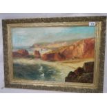 An early 20th century oil on canvas of Kynance Cove, Cornwall, signed but indistinct (see images),
